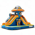 Inflatable space-themed bounce house with slide for outdoor play 450 x 300 x 250cm