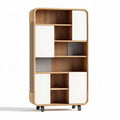 Oak wood bookshelf with multiple compartments for storage 80 x 30 x 150cm