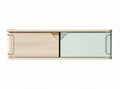 Wooden storage cabinet with two doors in mint green and natural finish 120 x 40 x 30cm
