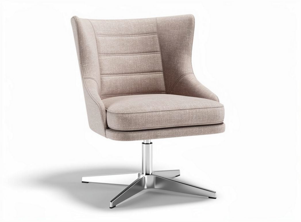 Swivel accent chair with soft fabric upholstery and polished chrome base 65 x 70 x 75cm