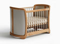Natural wood crib with removable mattress and soft fabric sides 120 x 60 x 80cm