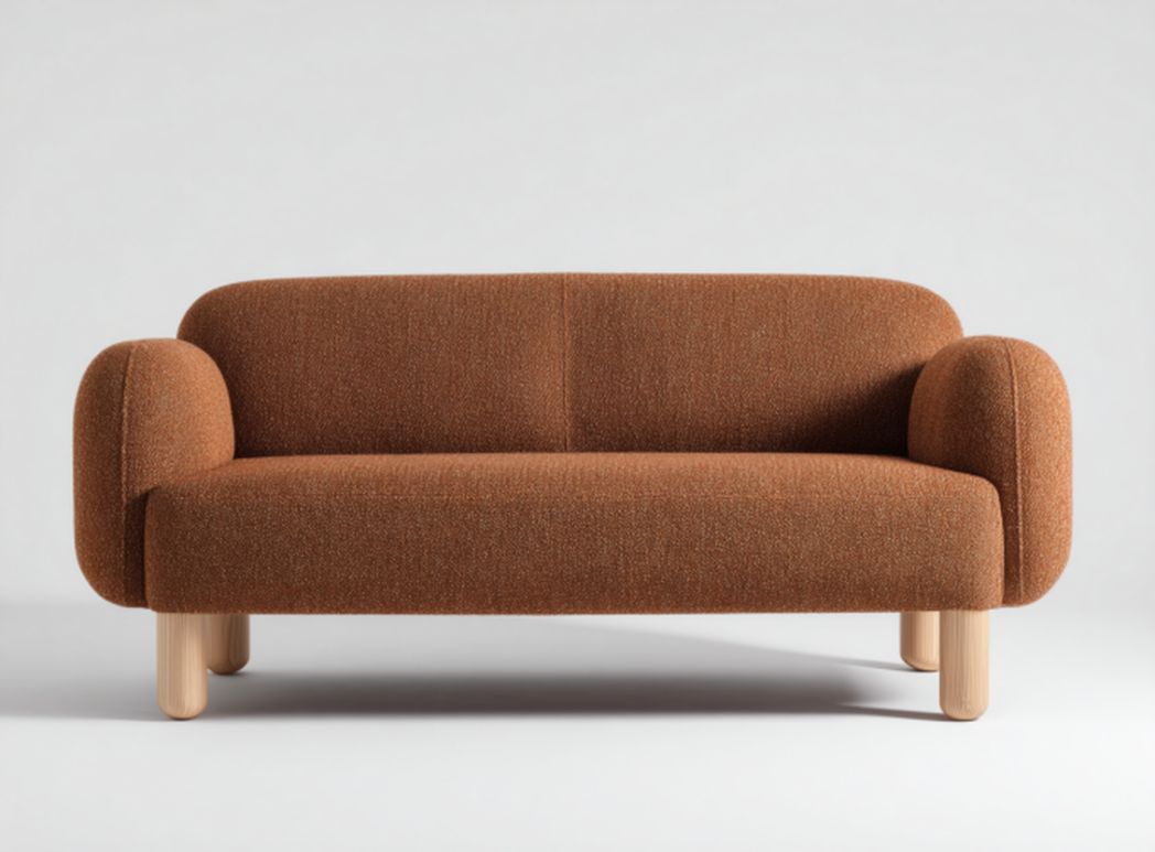 Green fabric two-seat sofa with metal legs for living room use 180 x 80 x 75cm