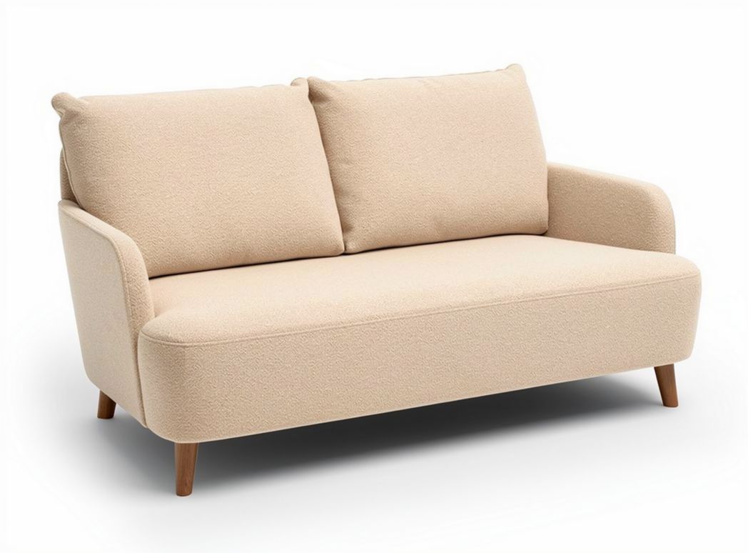 Sofa set in beige fabric with wooden legs suitable for living room 200 x 90 x 85cm