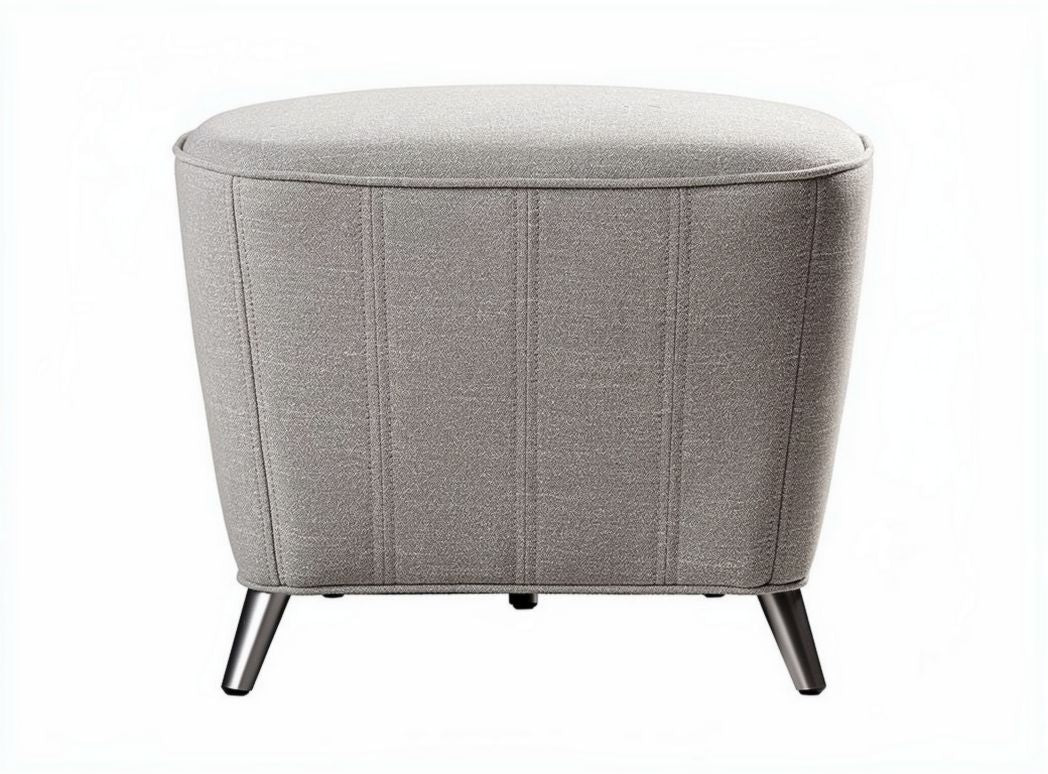 Textured ottoman in cream color with wooden legs 40 x 40 x 30cm
