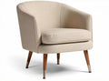 Fabric accent chair in beige color with wooden legs and 70 x 70 x 80cm size