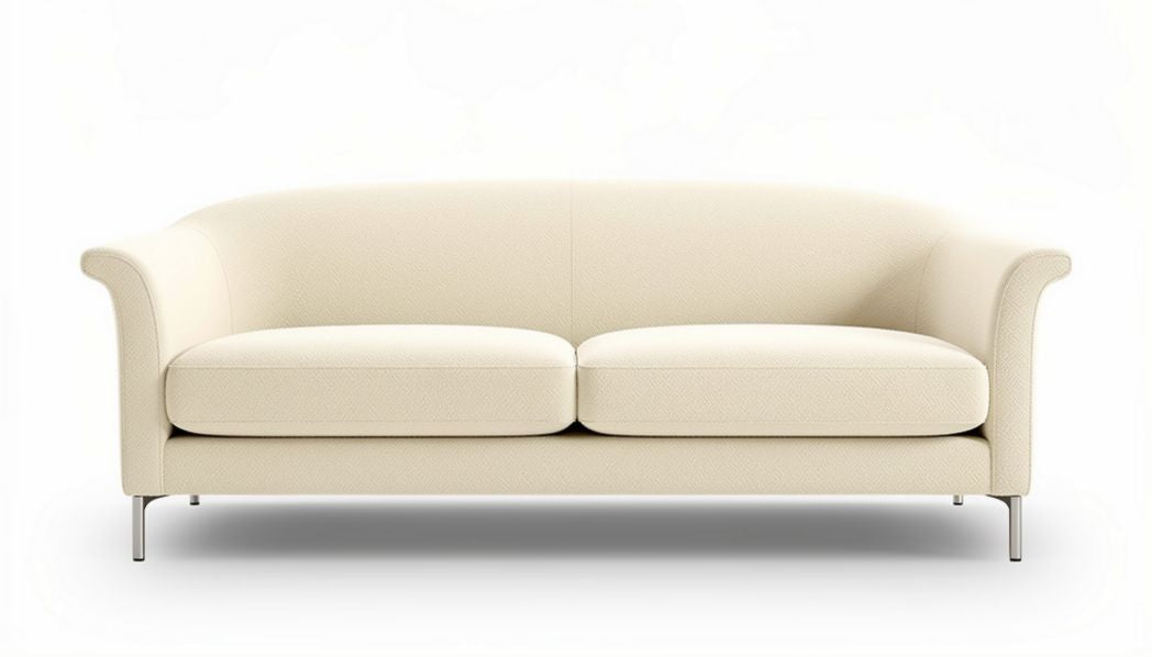 Cream fabric loveseat sofa with steel legs 220 x 100 x 80cm