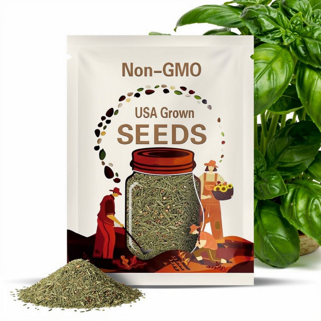 Basil Seed Collection – 6 Heirloom Varieties, Gourmet Non-GMO Culinary Herbs for Pesto, Salads, Curries, Cocktails, Easy Starter Kit